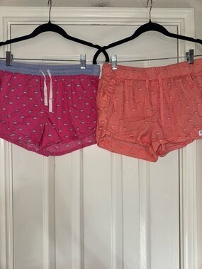 Two Pairs of Southern Tide Printed Cotton Lounge Shorts - Pink & Coral